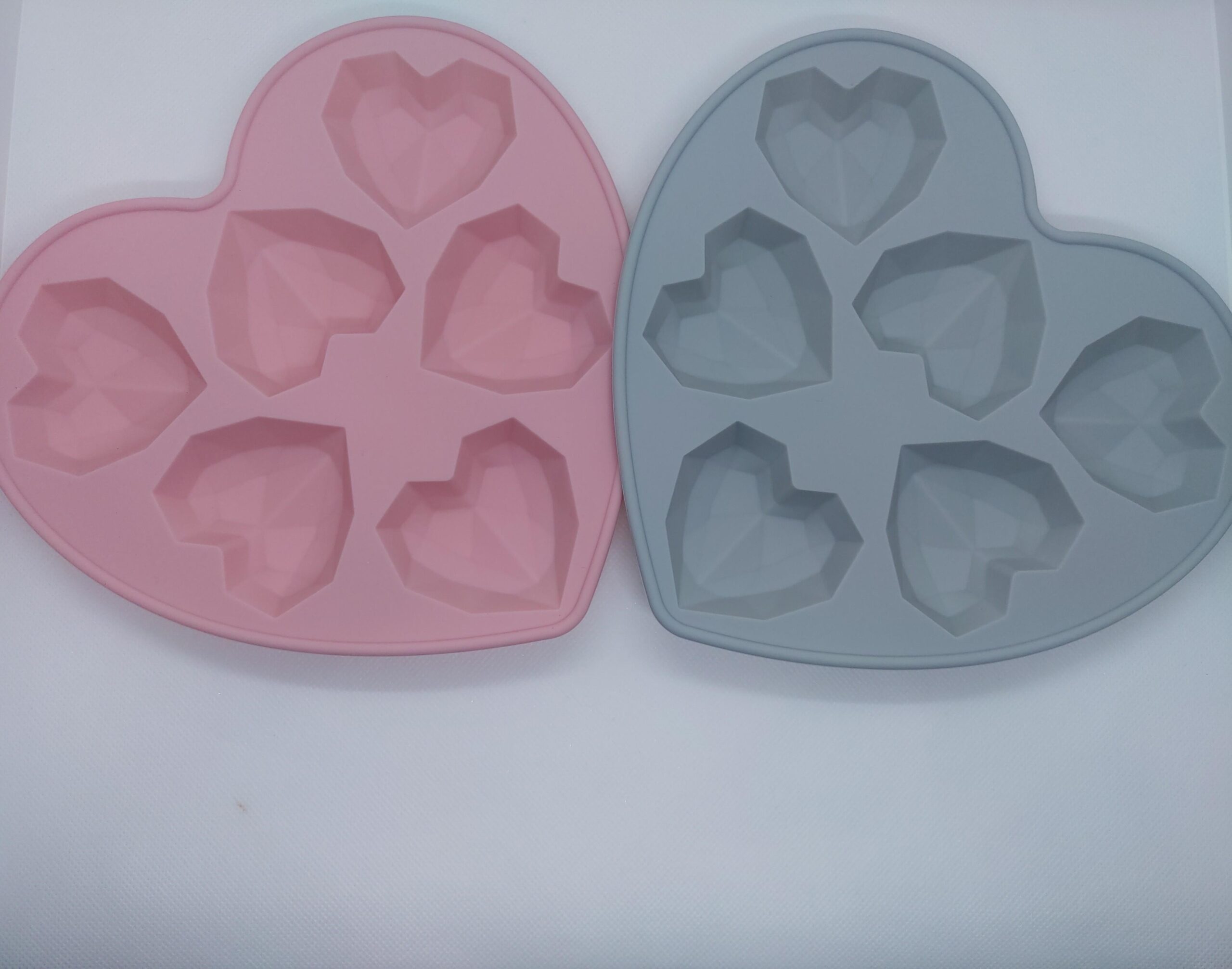 YAVO-EU Moules en Silicone 2pcs Forme de Coeur de Diamant 3D de Moule à Dessert en Silicone pour mousses pour Gâteau glaçon collation Biscuitscœur 